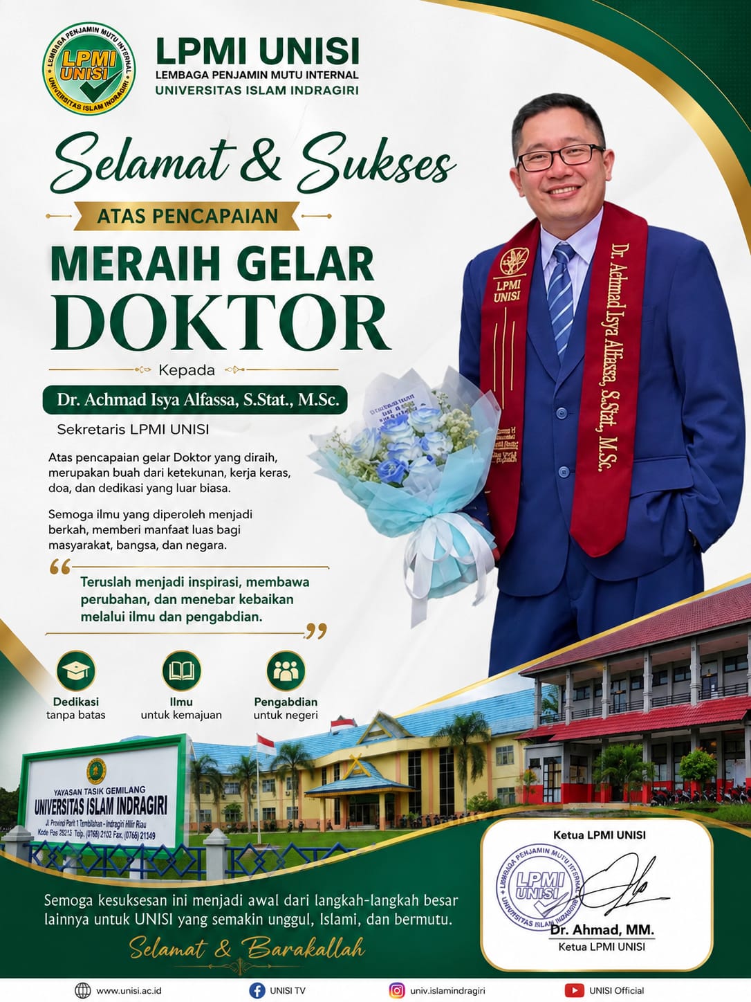 Capaian Akademik Membanggakan, Sekretaris LPMI UNISI Raih Gelar Doktor