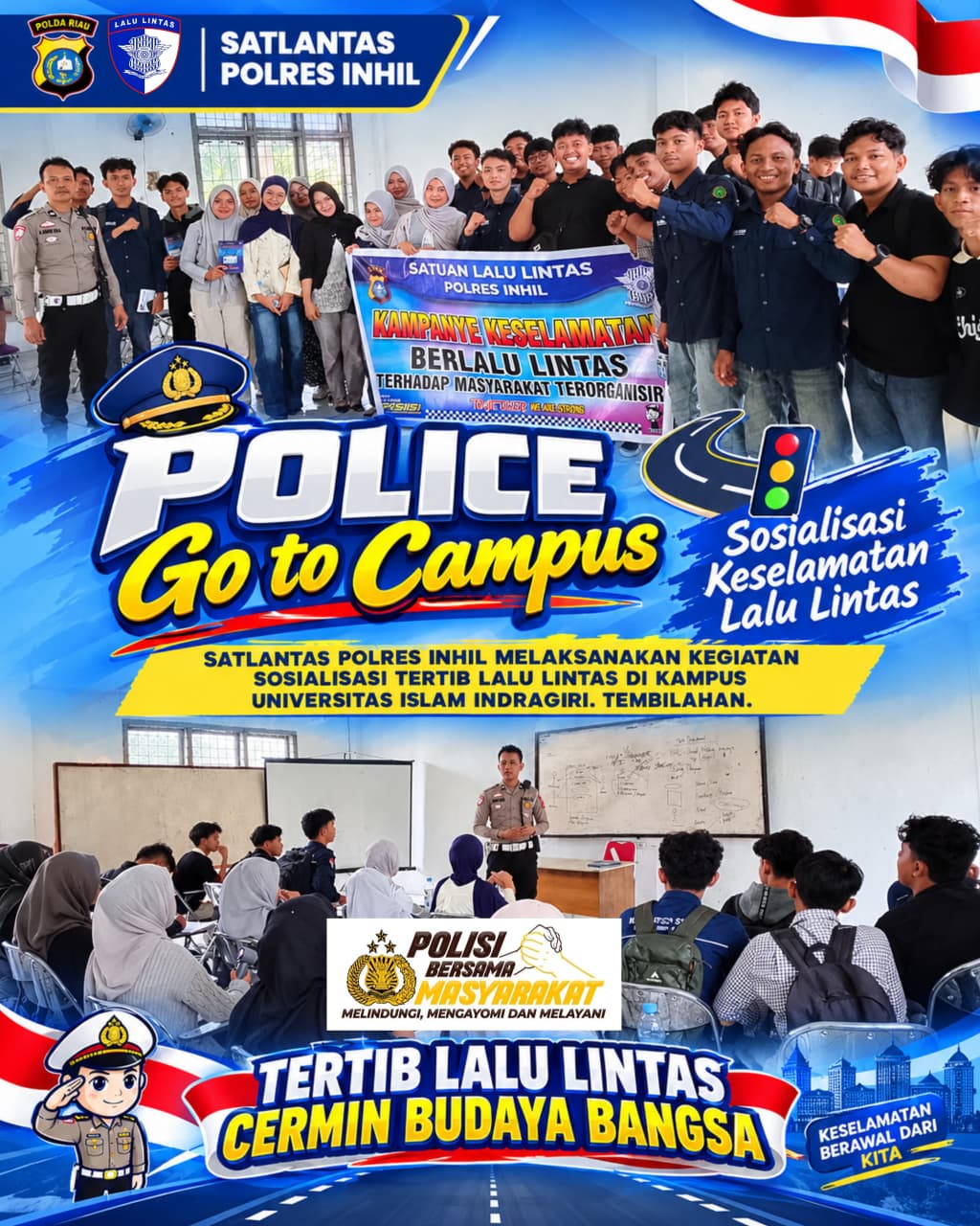 Satlantas Polres Inhil Sosialisasikan Tertib Lalu Lintas, Tanamkan Kesadaran Berlalu Lintas kepada Mahasiswa UNISI