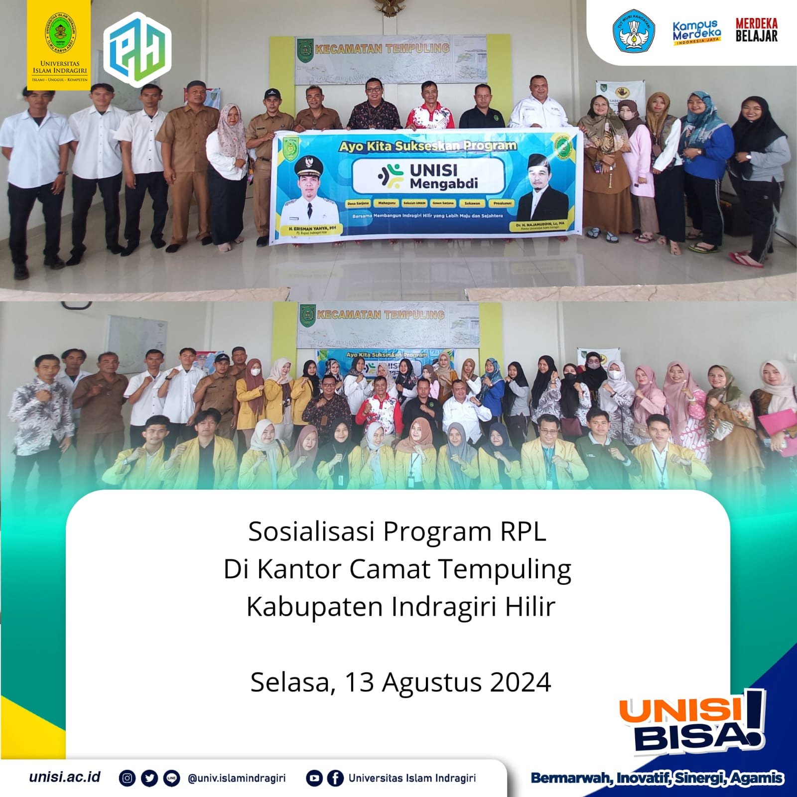 Sosialisasi RPL Unisi di Kantor Camat Tempuling Kabupaten Indragiri Hilir