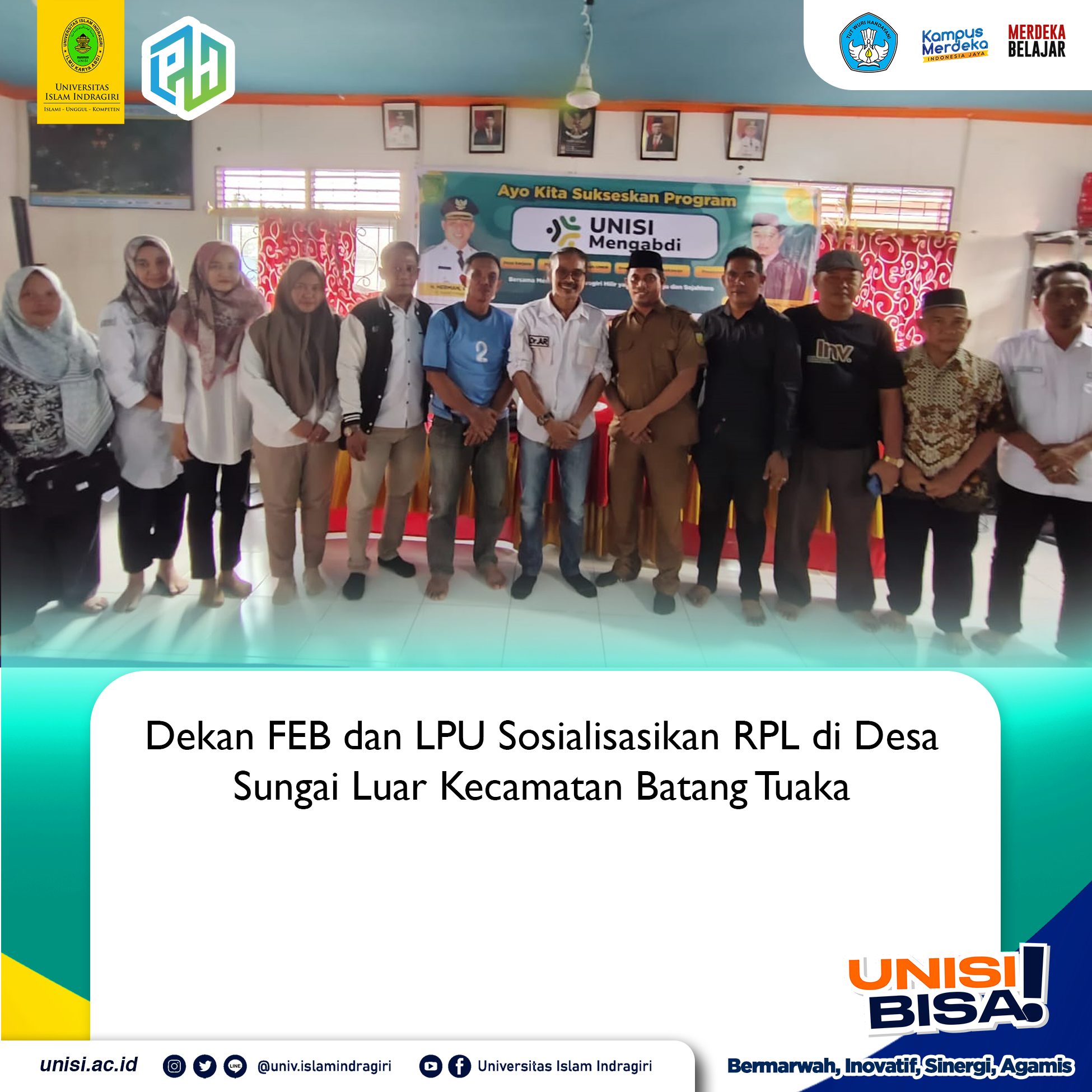 Dekan FEB dan LPH Sosialisasikan RPL di Desa Sungai Luar Kecamatan Batang Tuaka