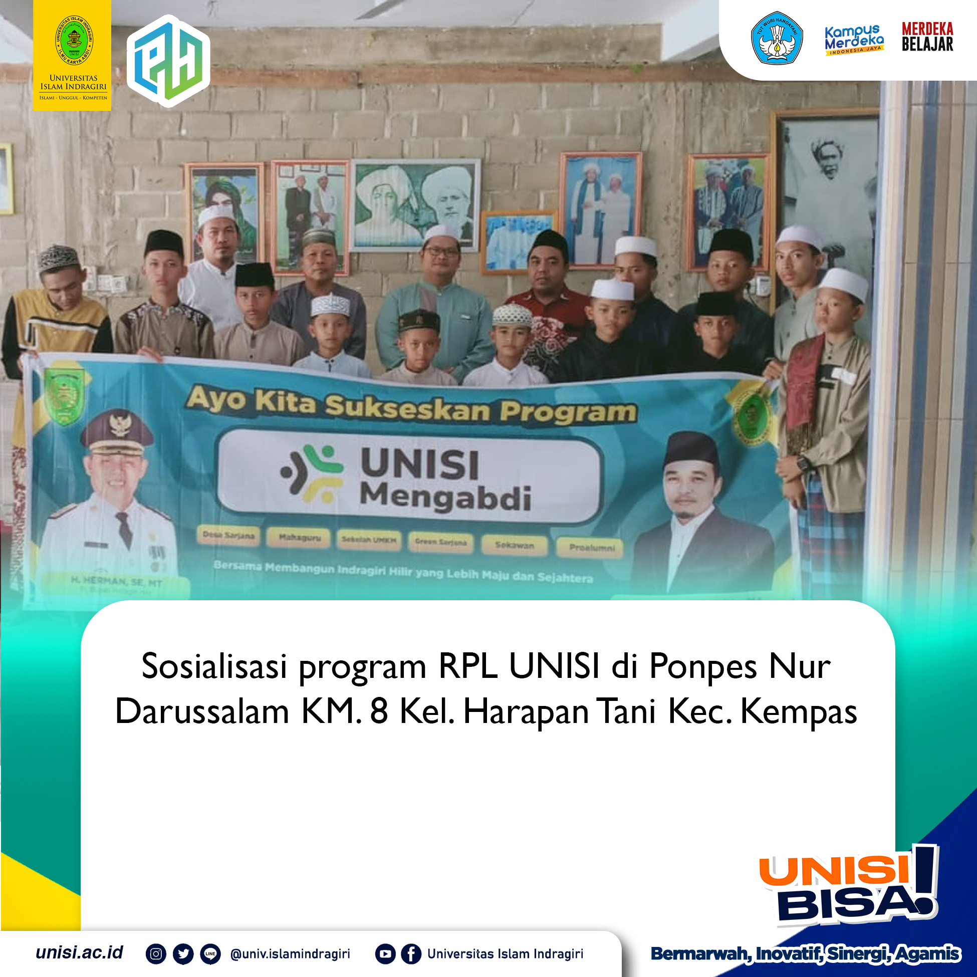 Sosialisasi program RPL UNISI di Ponpes Nur Darussalam KM. 8 Kel. Harapan Tani Kec. Kempas