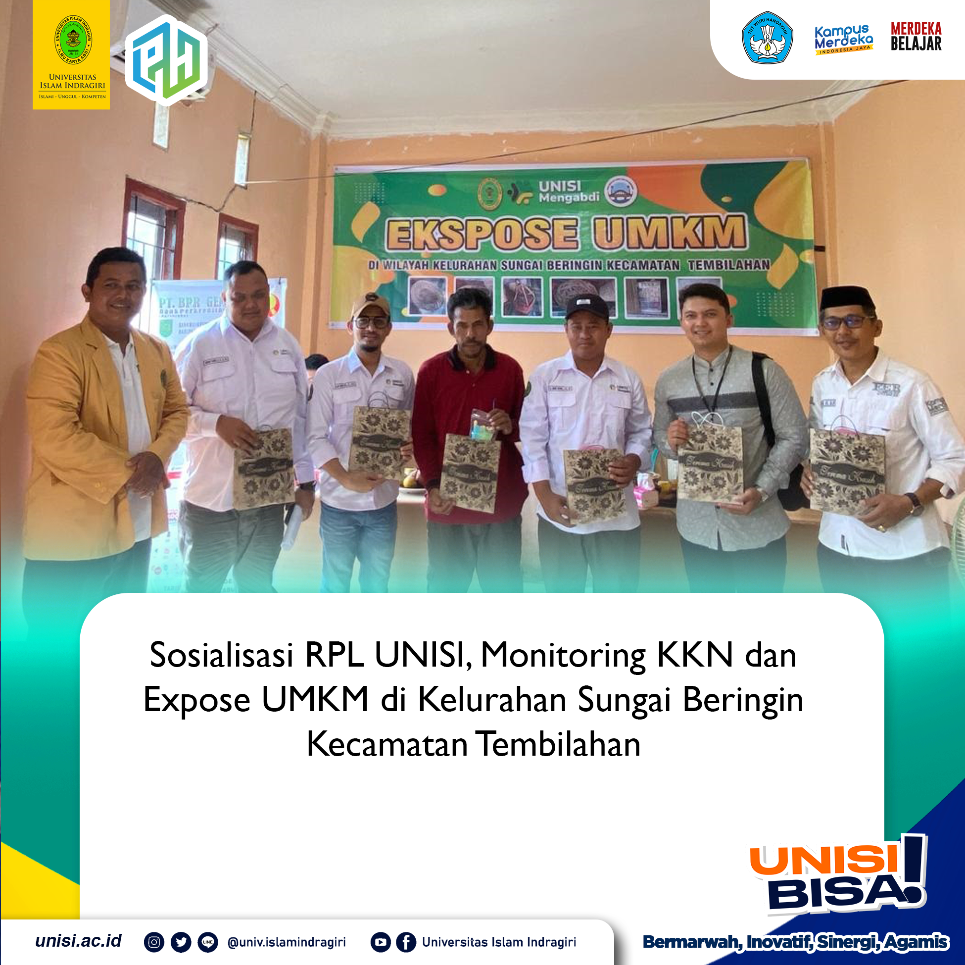 Sosialisasi RPL Unisi, Monitoring KKN dan Expose UMKM di Kelurahan Sungai Beringin Kecamatan Tembilahan