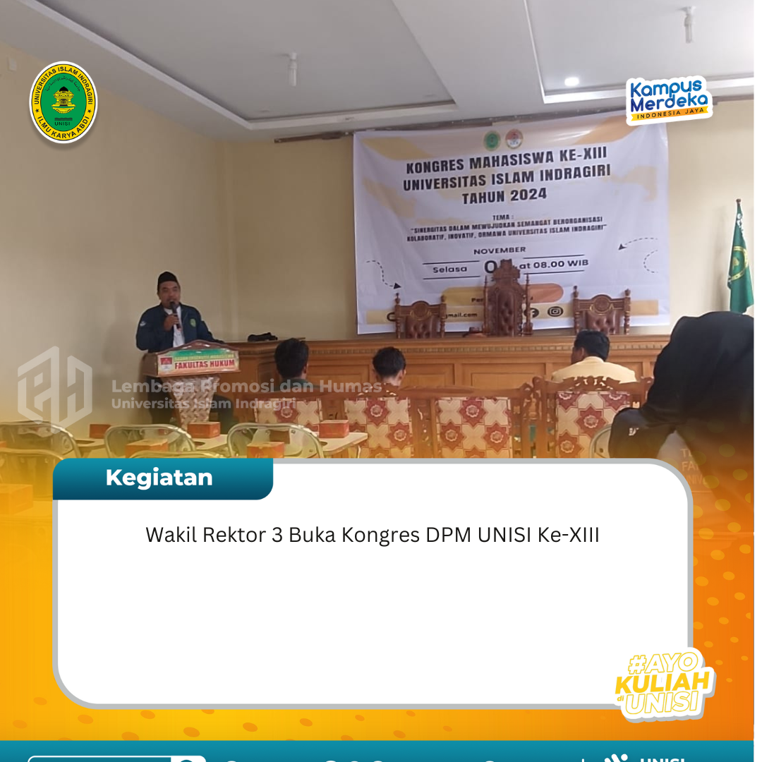 Wakil Rektor 3 Buka Kongres DPM Unisi Ke-XIII