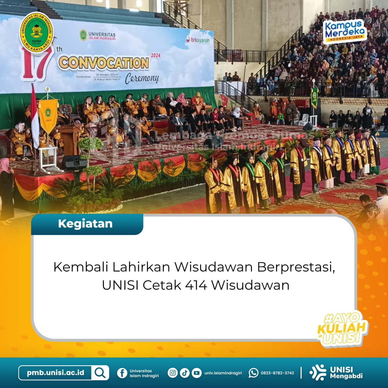 Kembali Lahirkan Wisudawan Berprestasi, UNISI Cetak 414 Wisudawan