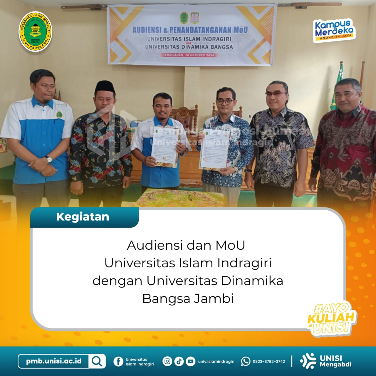 Audiensi dan MoU Universitas Islam Indragiri dengan Universitas Dinamika Bangsa Jambi