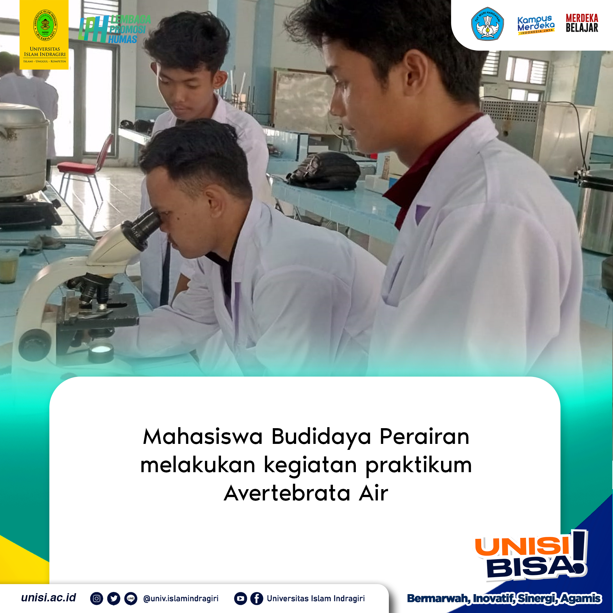 Mahasiswa Budidaya Perairan melakukan kegiatan praktikum Avertebrata Air